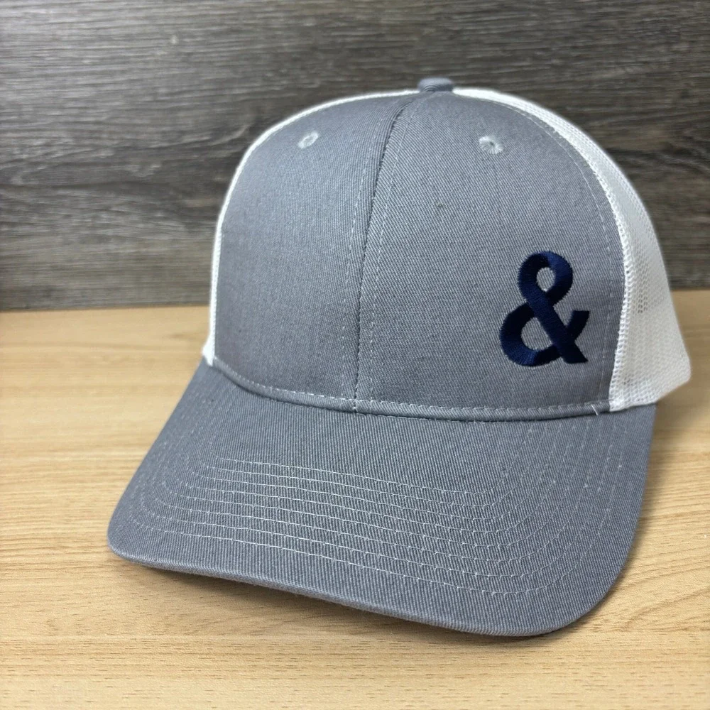 & Hat‎ Cap Snap Back Gray Blue And Symbol Adjustable